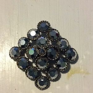 VINTAGE SILVER & IRIDESCENT BROOCHE